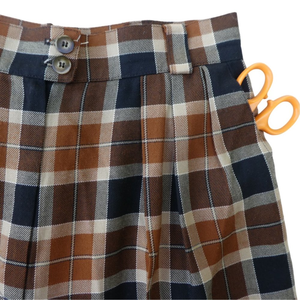 Plaid Pleated Bermuda Shorts Vintage 90s Jones New York High Waist Wide Leg USA - Picture 4 of 7